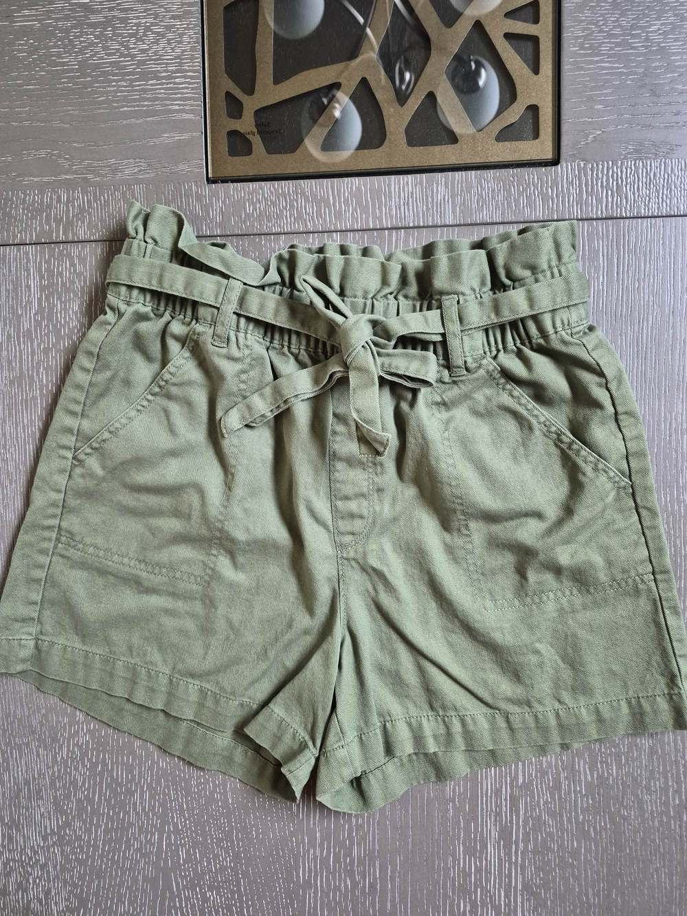Old Navy Girls Olive Green Paperbag Tie Waist Shorts